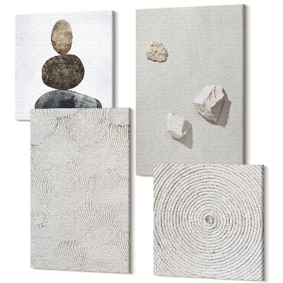 Négy részes vászonkép Homok, kövek és modern festék textúrák