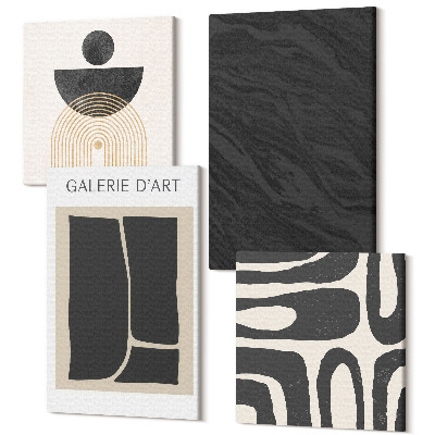 Négy részes vászonkép Absztrakt formák és sötét márvány