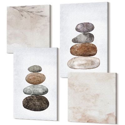 Négy részes vászonkép Kövek halom minimalista boho festmény