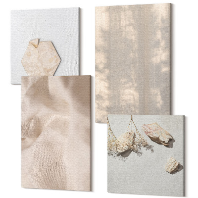 Négy részes vászonkép Finom textúrák természetes boho stílusban