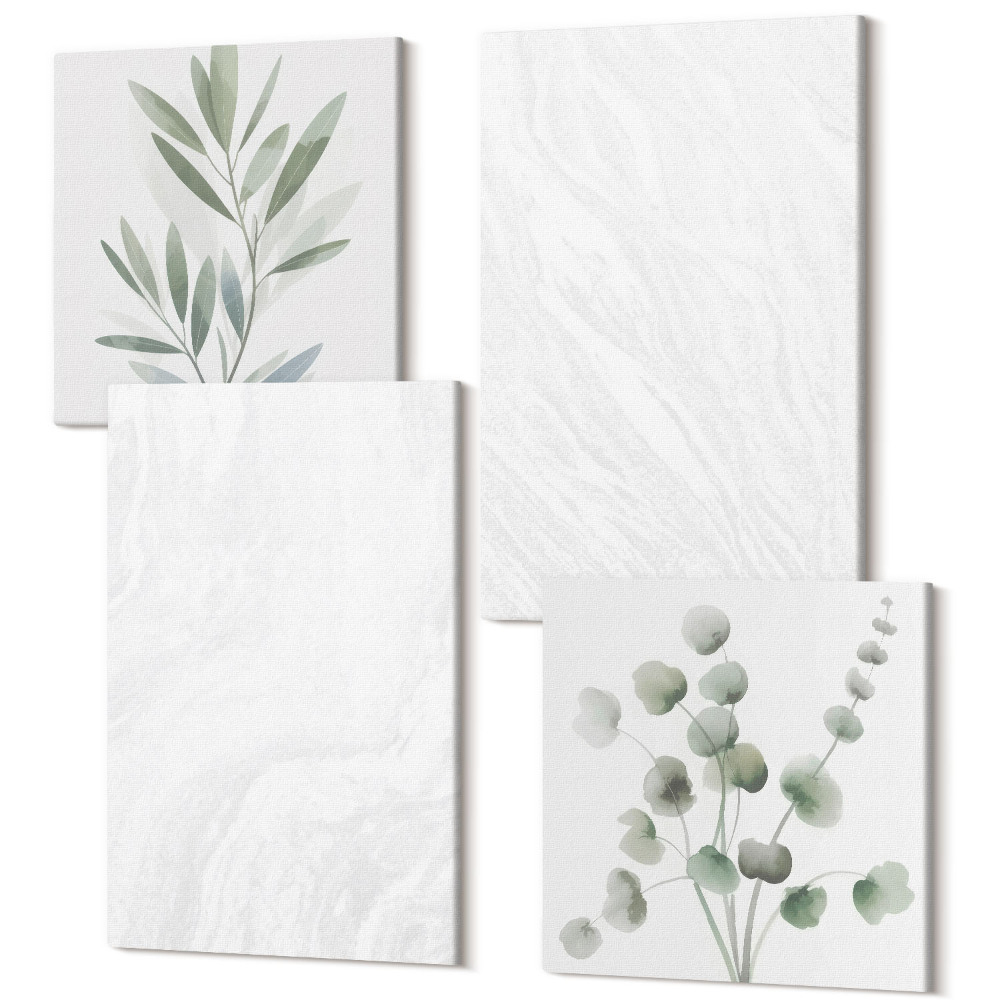 Négy részes vászonkép Elegáns márvány lineáris kőszerkezetű pasztell ágak