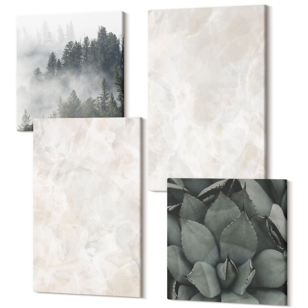 Négy részes vászonkép szett Kő pasztell szerkezetek fehér márványból