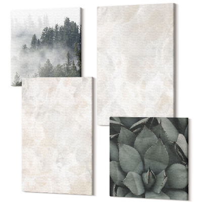 Négy részes vászonkép szett Kő pasztell szerkezetek fehér márványból