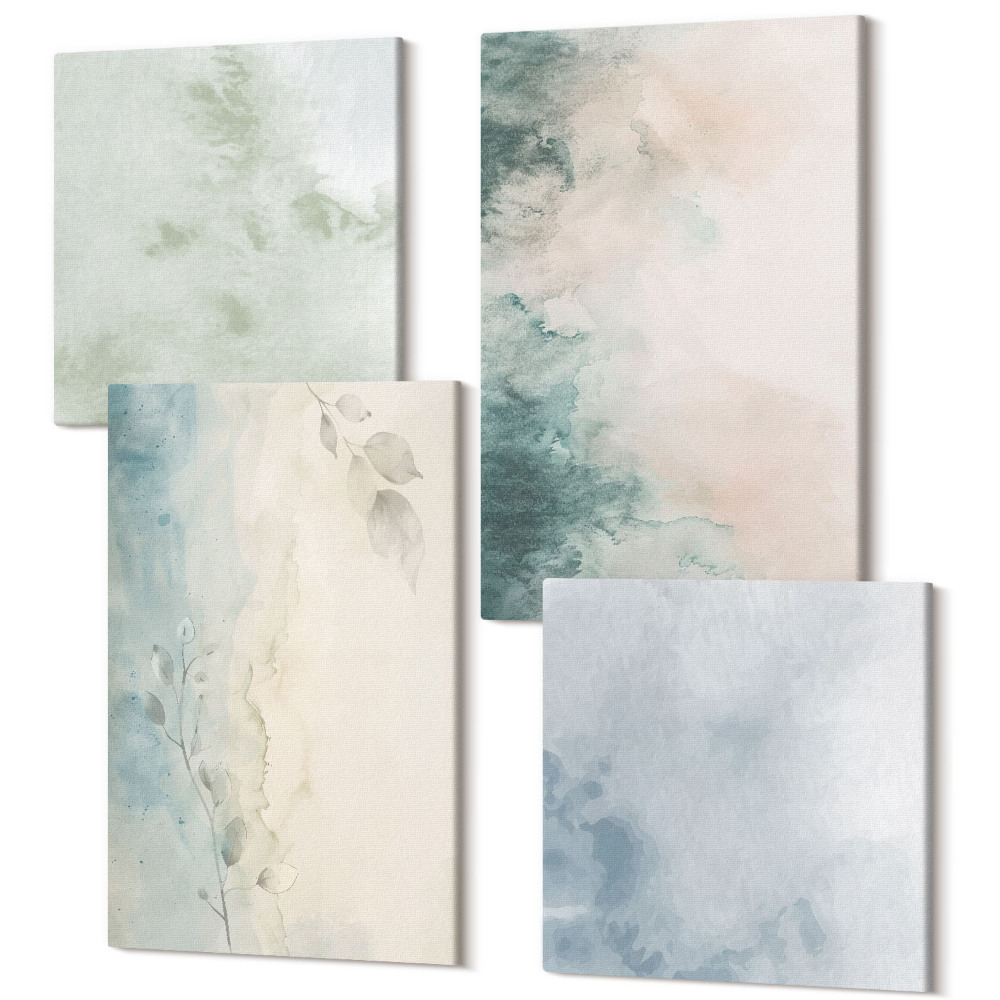 Négy részes vászonkép szett Akvarell festmények vászonra, minimalista stílusban