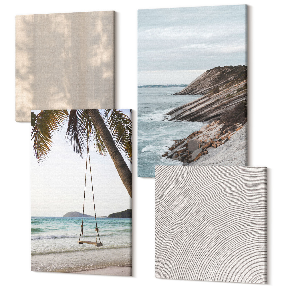 Négy részes vászonkép szett Nyári homok és tengerparti kilátás nyári tájak