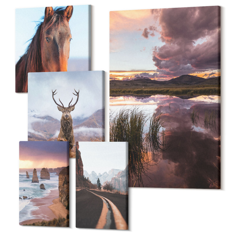 Vászonkép ötrészes A tájak és állatok természeti szépsége a szabadban
