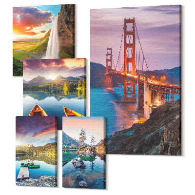 Vászonkép ötrészes Természeti tájak és hídépítészet az USA-ban