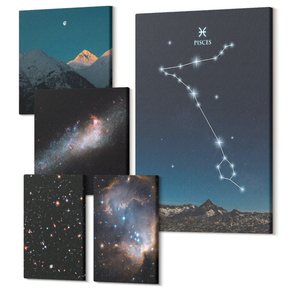 Öt részes vászonkép Űrtájak és csillagképek modern stílusban