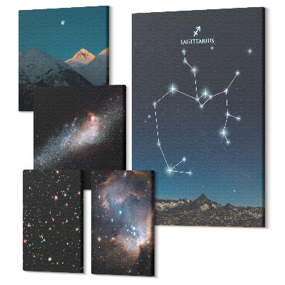 Öt részes vászonkép szett Űrtájak csillagképekkel és galaxisokkal