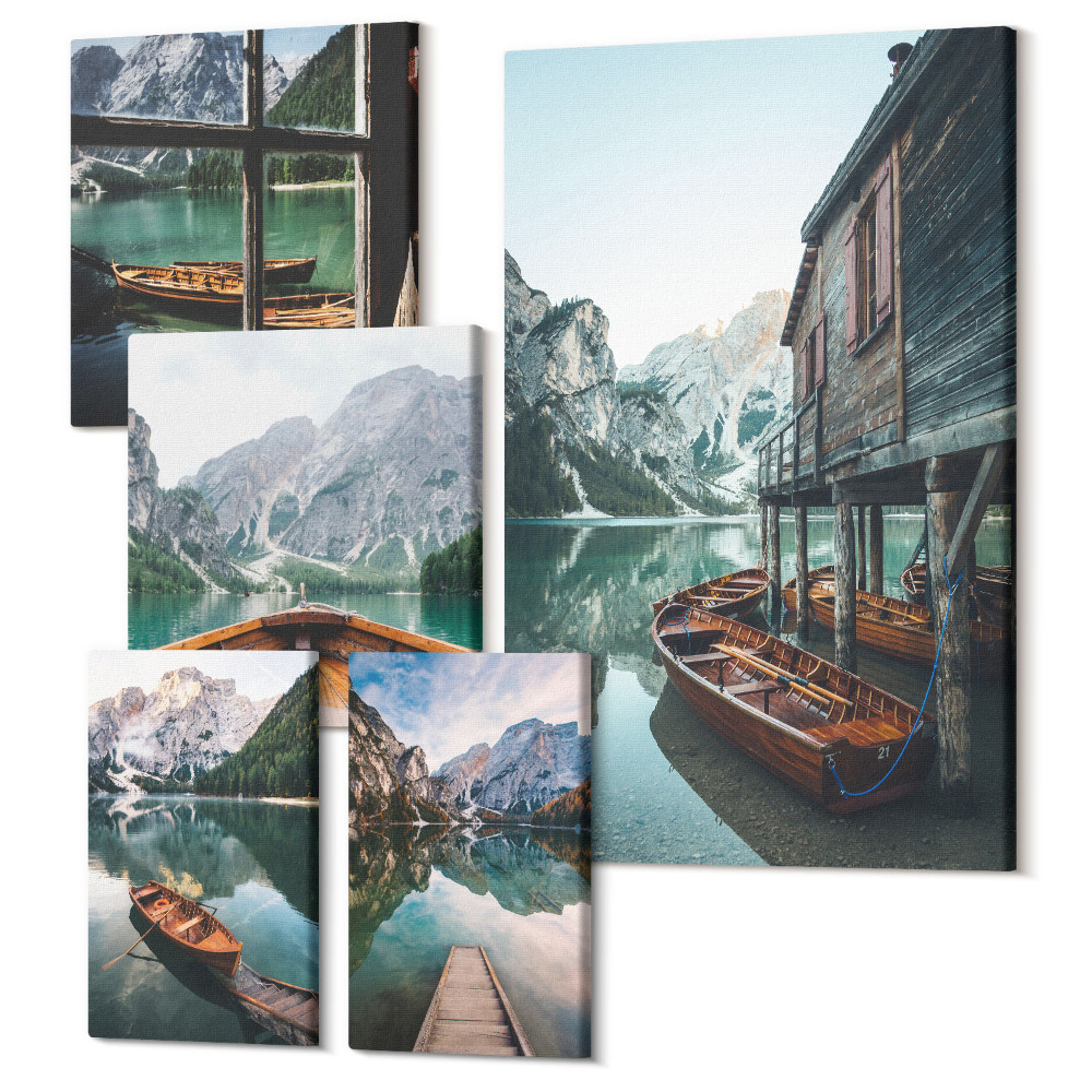 Öt részes vászonkép szett Békés tavak és festői hegyi tájak