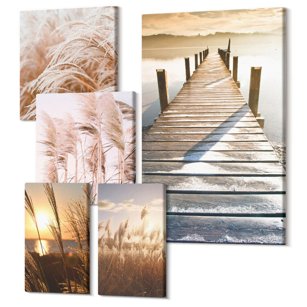 Öt részes vászonkép szett Békés kilátás a természetre és a vízi tájra