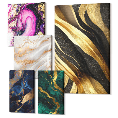 Vászonkép ötrészes Modern stílusú absztrakt minták fémes díszítéssel