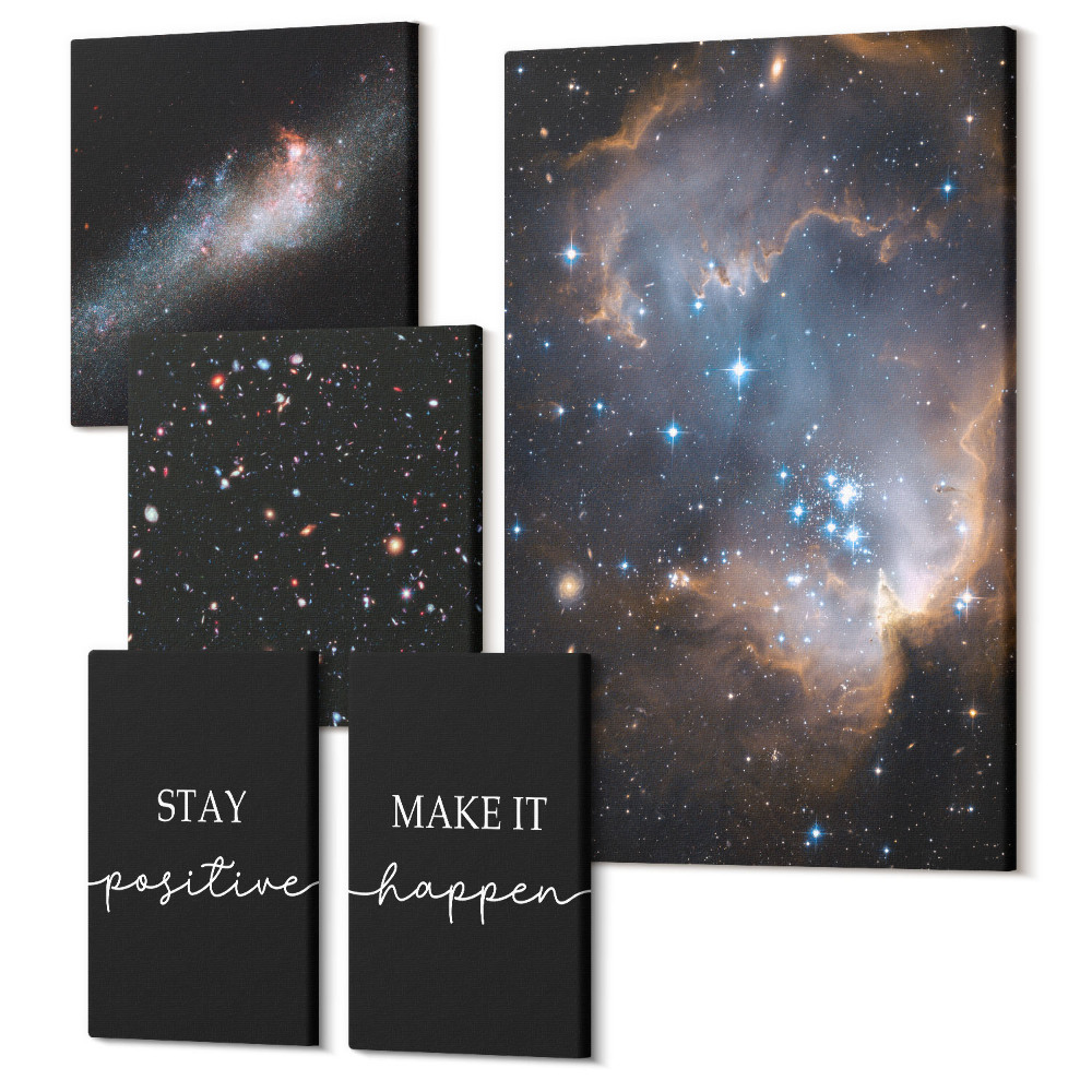 Öt részes vászonkép szett Kozmikus inspirációk, pozitív üzenetek és motiváció