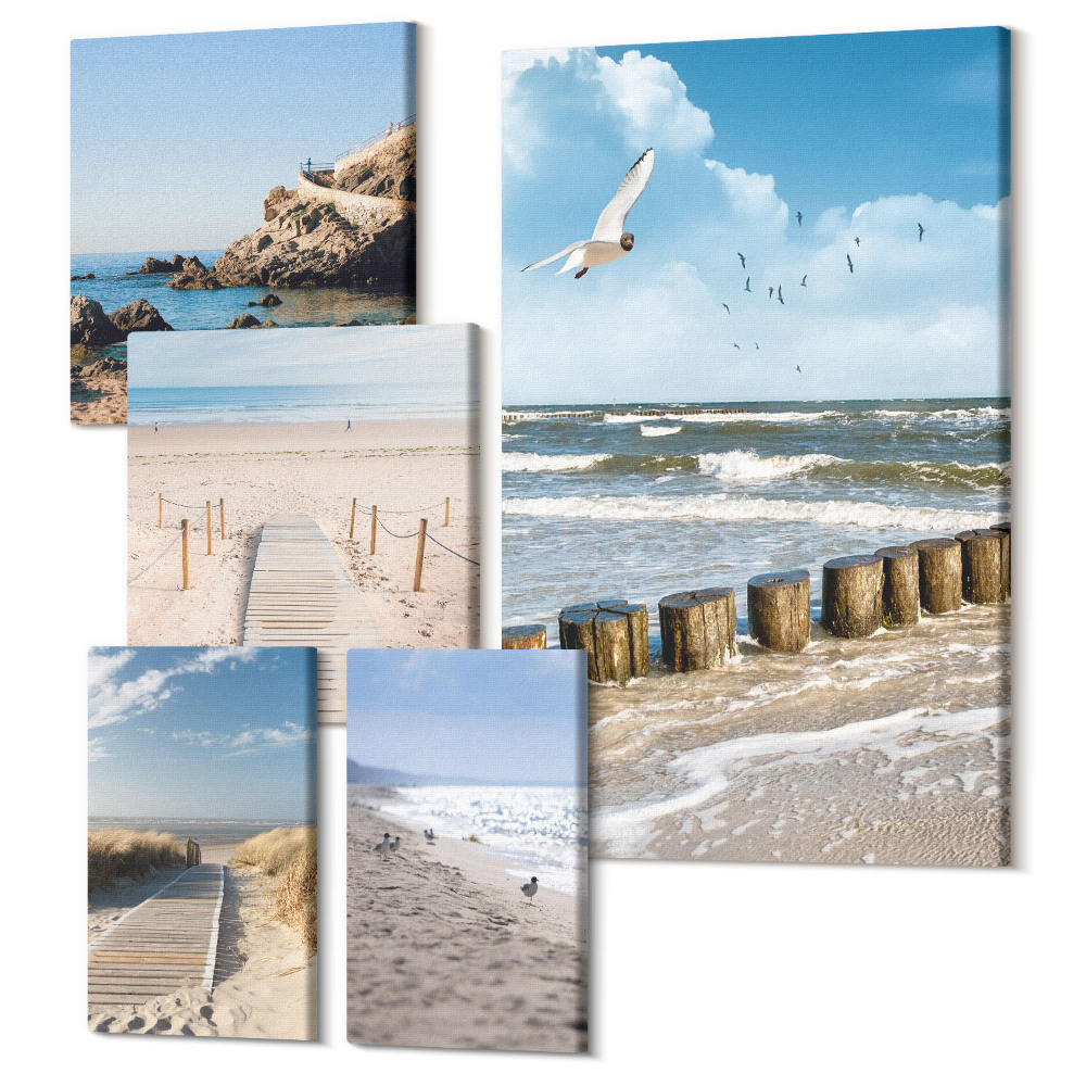 Öt részes vászonkép Tengerparti tájak strandokkal és kilátással a tengerre