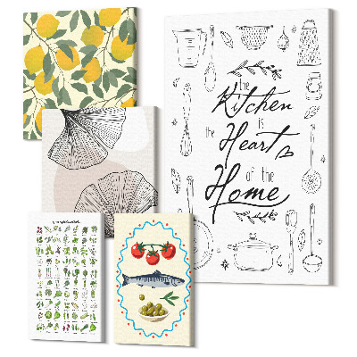 Öt részes vászonkép A konyha ihlette a stílusos belső akcentusokat