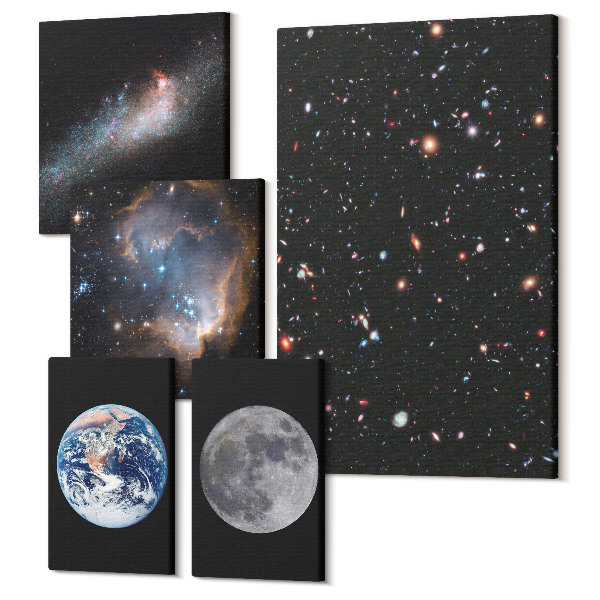 Öt részes vászonkép A galaxis és a naprendszer kozmikus tájai