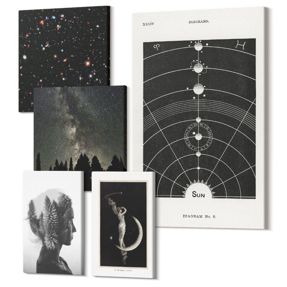 Vászonkép ötrészes A galaxis kozmikus inspirációi és az univerzum titkai