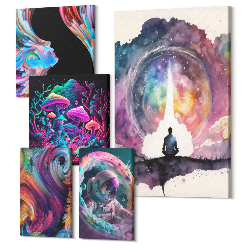Öt részes vászonkép szett Kozmikus inspirációk a szürrealizmus színes esztétikájában