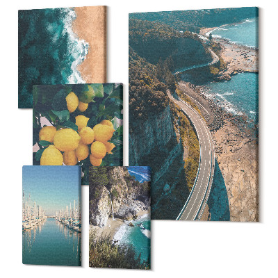 Öt részes vászonkép Tengerparti tájak strandokkal és citrusfélékkel
