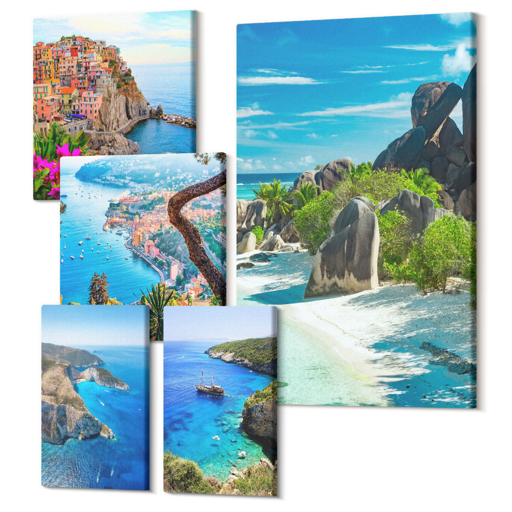 Öt részes vászonkép Tengerparti tájak festői kilátással a tengerpartra