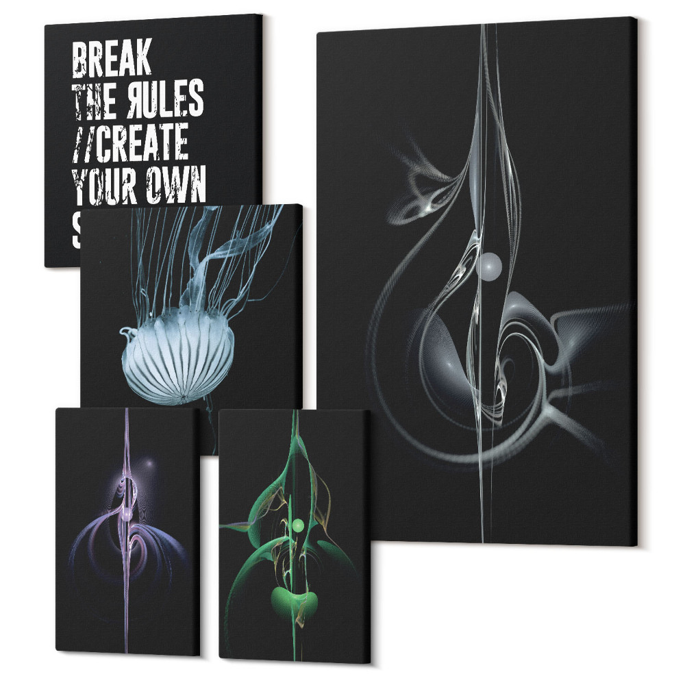 Vászonkép ötrészes Absztrakt kompozíciók a kreativitás és a kifejezés témájával