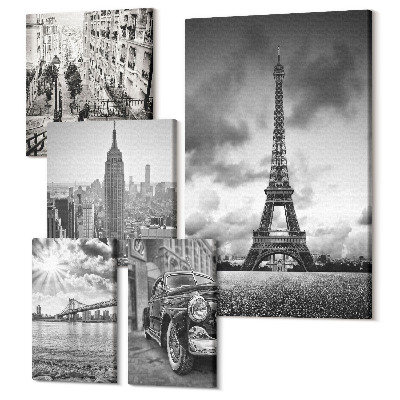 Öt részes vászonkép szett Városi tájak világ építészeti ikonjaival