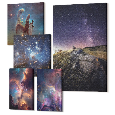 Öt részes vászonkép szett Galaxisok és csillagászati jelenségek kozmikus tájai