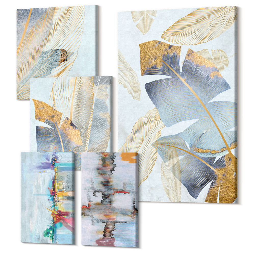 Öt részes vászonkép Növényi motívumok modern művészi akcentussal