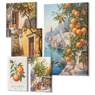 Öt részes vászonkép Légköri kilátás gyümölcsös díszítéssel a falon