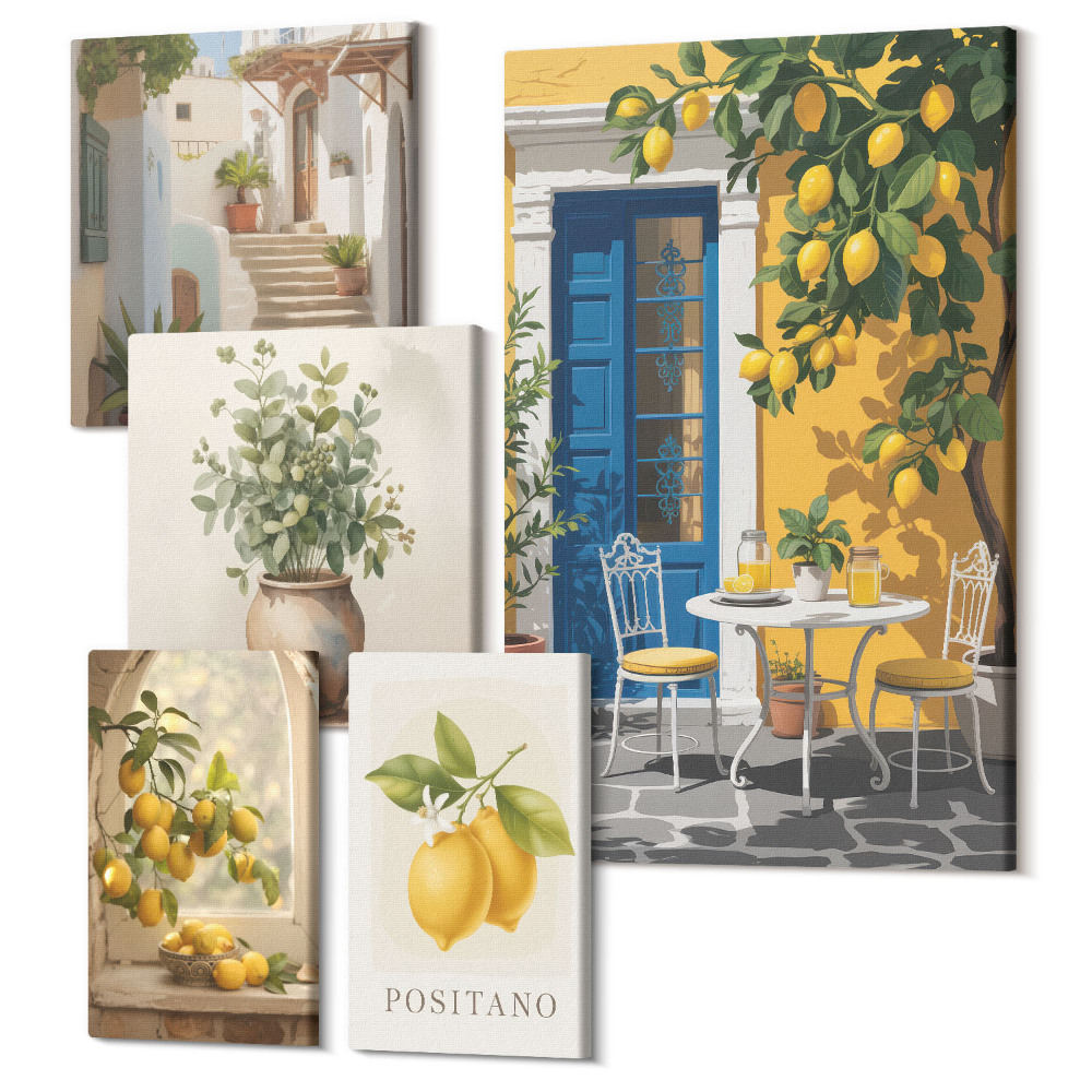 Öt részes vászonkép szett Citrus inspiráció mediterrán stílusban