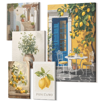 Öt részes vászonkép szett Citrus inspiráció mediterrán stílusban