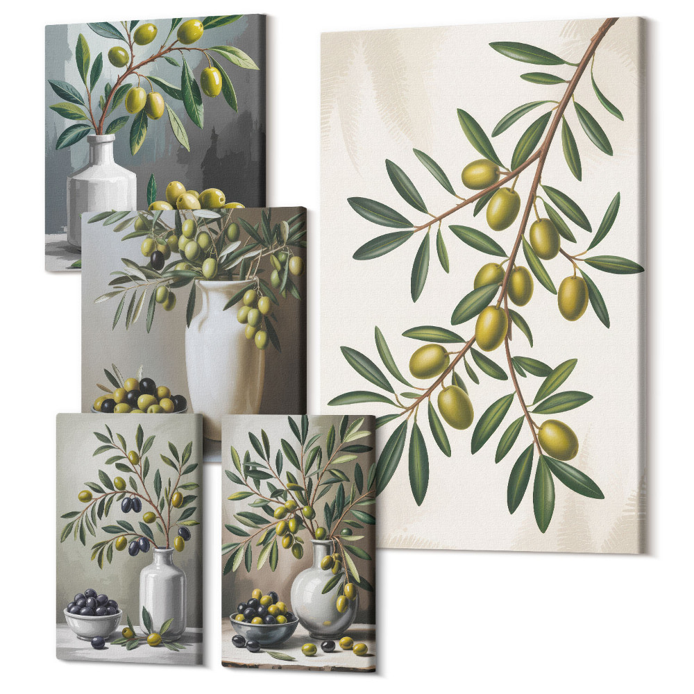 Öt részes vászonkép Rusztikus olajbogyó díszítések a belső terekhez