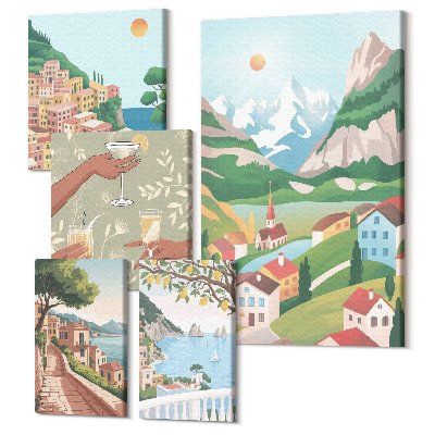 Öt részes vászonkép Bájos tájak és a pihenés pillanatai a szabadban