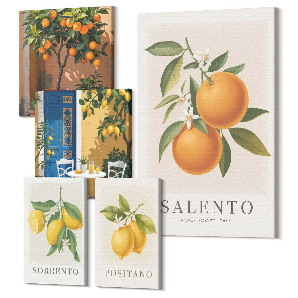 Öt részes vászonkép Gyümölcs inspiráció Olaszországból, provence-i és rusztikus stílus