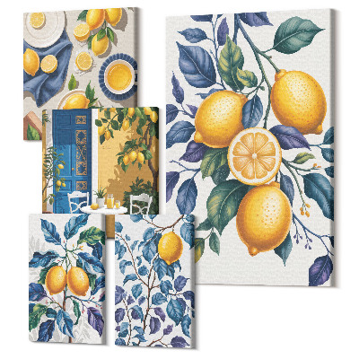 Öt részes vászonkép szett Citrus inspirációk provence-i stílusban a konyhába