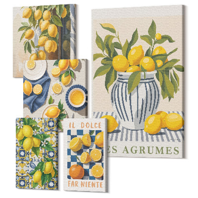 Vászonkép ötrészes Citrus inspirációk a provence-i stílusú fali dekorációkban