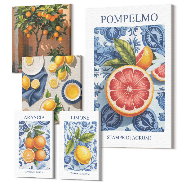 Vászonkép ötrészes Citrus inspirációk a vintage dekorációkhoz