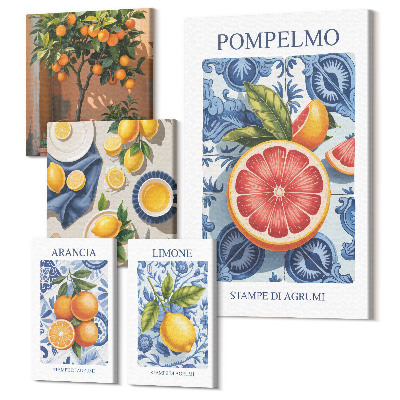 Vászonkép ötrészes Citrus inspirációk a vintage dekorációkhoz