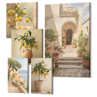 Öt részes vászonkép Stílusos citrus dekoráció rusztikus környezetben