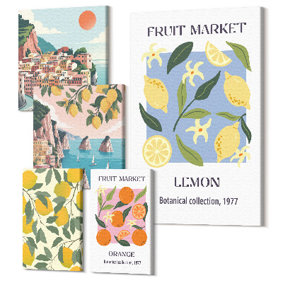 Öt részes vászonkép szett Gyümölcsmotívumok és vintage tájak