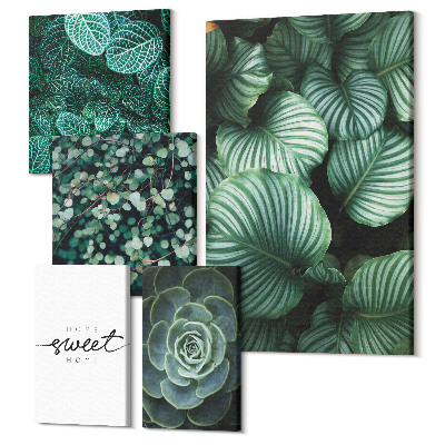 Öt részes vászonkép szett Zöld levelek és növények modern stílusban