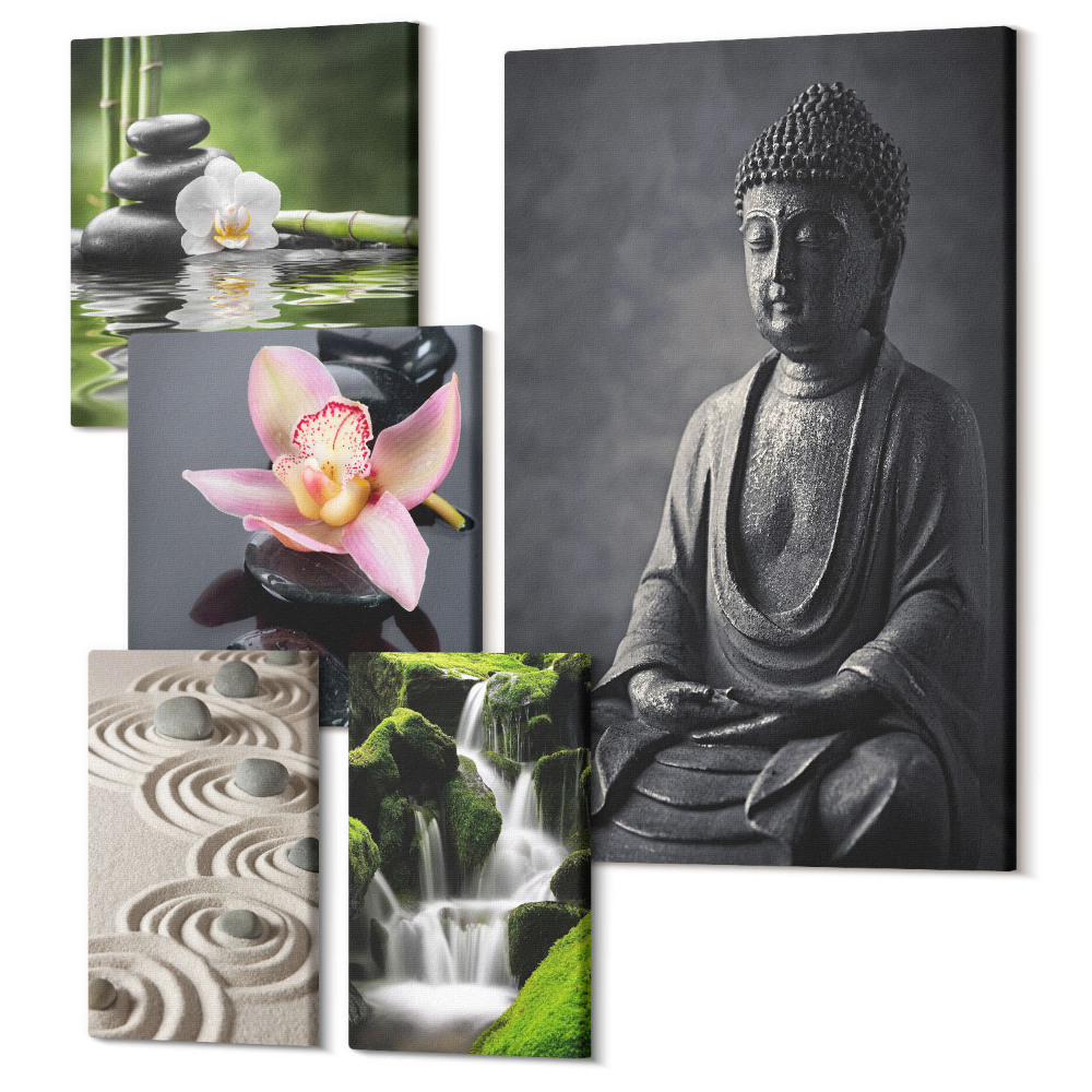 Öt részes vászonkép szett Pihentető Zen légkör a természet elemeivel és a meditációval