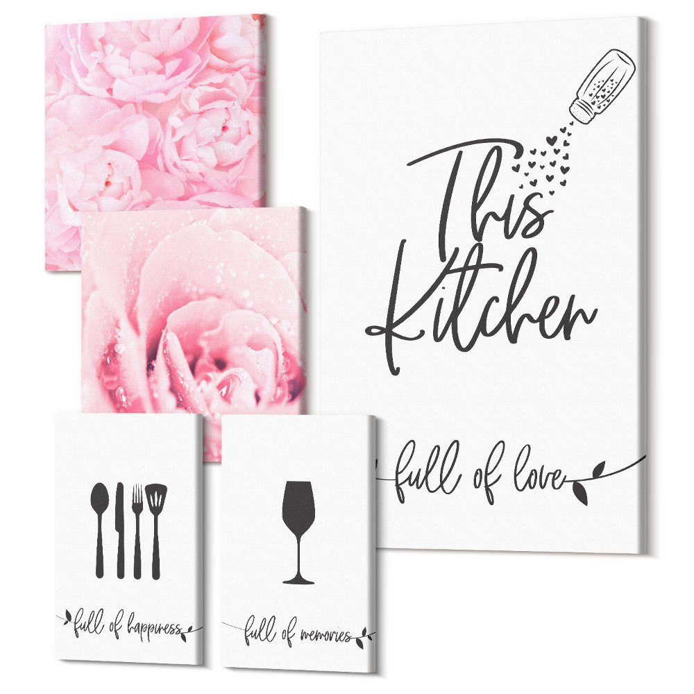 Öt részes vászonkép Konyhai inspiráció rózsákkal és kulináris kiegészítőkkel