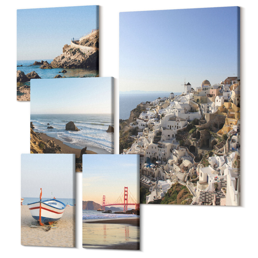 Vászonkép ötrészes Kilátás a festői strandokra és a hangulatos városokra