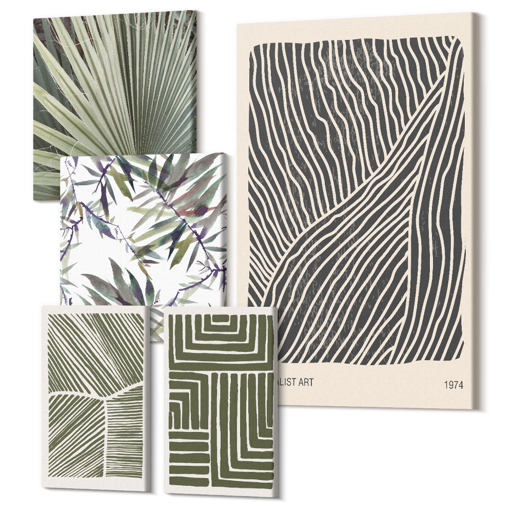 Öt részes vászonkép Minimalista stílusú növényi minták a belső terekbe