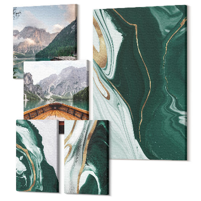 Öt részes vászonkép Zöld tájak vízzel és hegyi tájjal