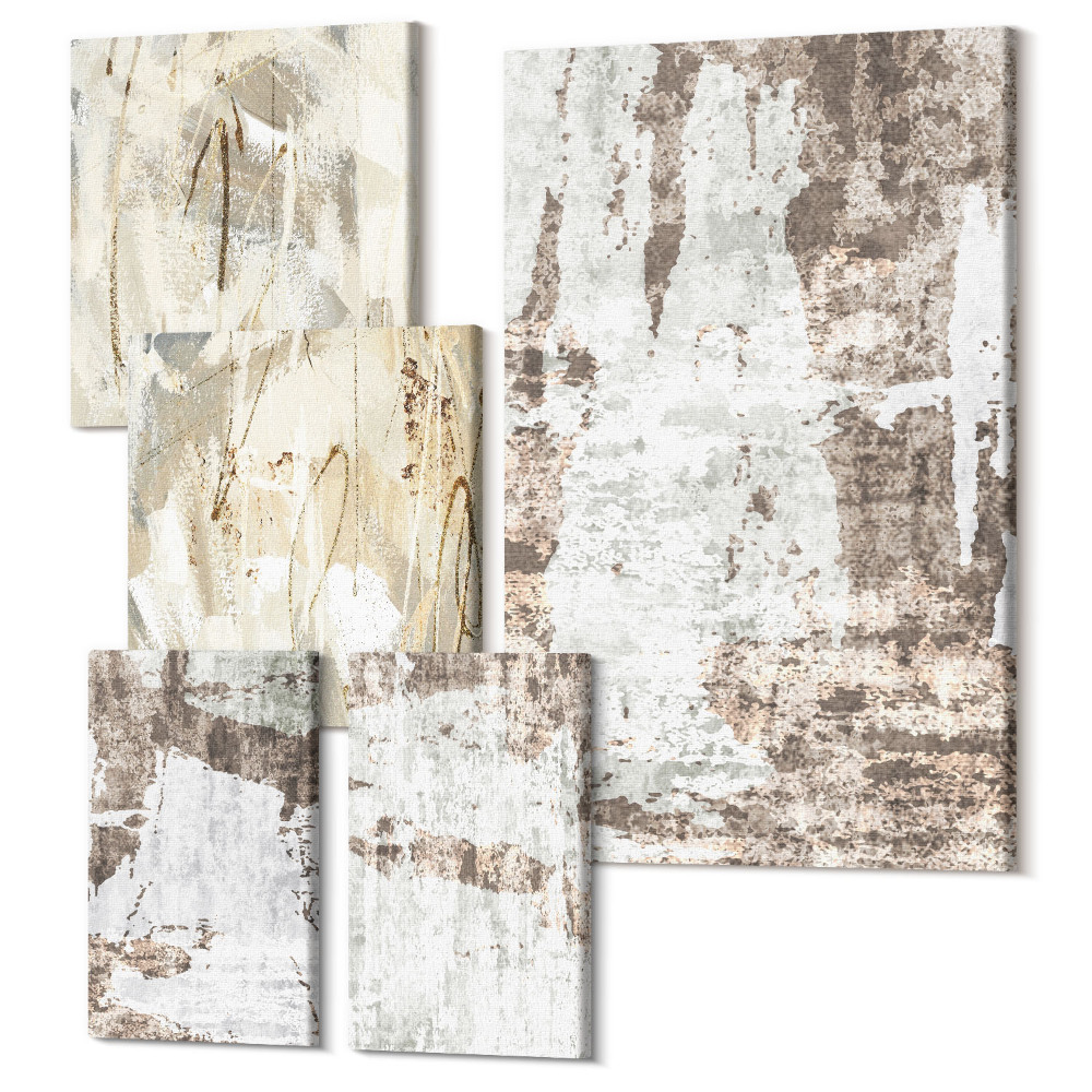 Öt részes vászonkép Absztrakt kompozíciók semleges és természetes árnyalatokban