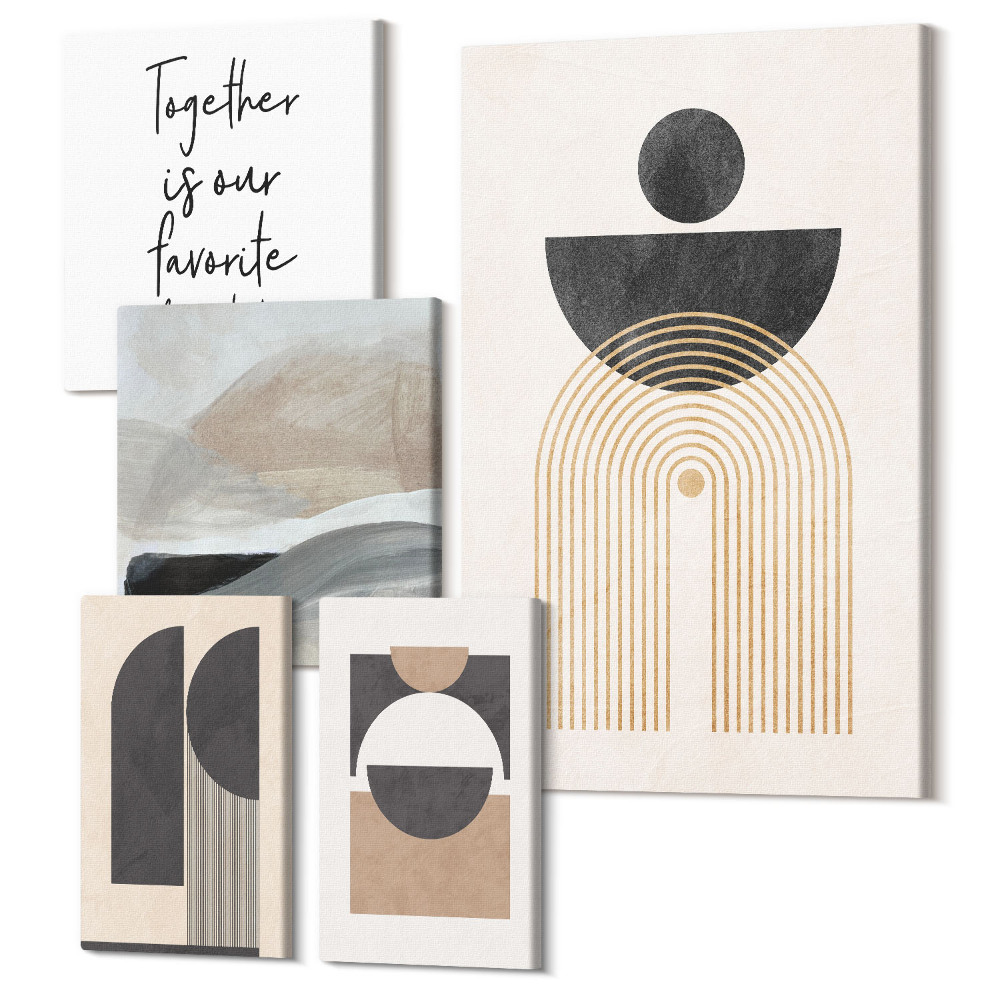 Öt részes vászonkép szett A természet ihlette absztrakt geometriai formák