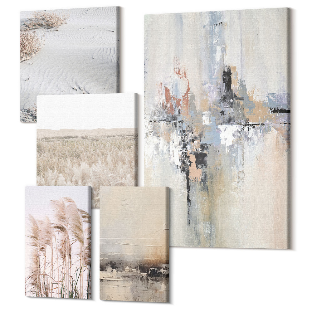 Vászonkép ötrészes Stílusos dekorációk a természet és a minimalizmus árnyalataiban