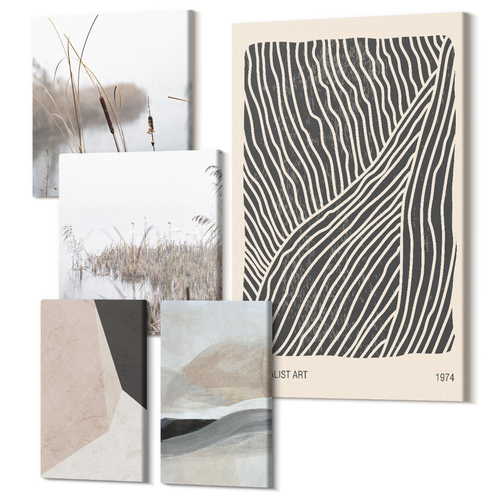 Öt részes vászonkép szett Minimalista művészet természettel és absztrakt motívumokkal